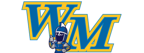 A logo of a titan giving a thumbs up in front of the letters W and M