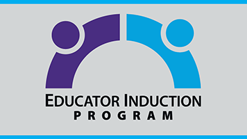  Educator Induction Program - graphic of two stylized figures forming an arched bridge