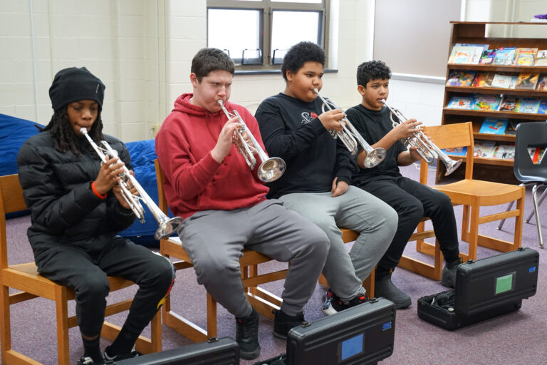 Making music together at Mon Valley School