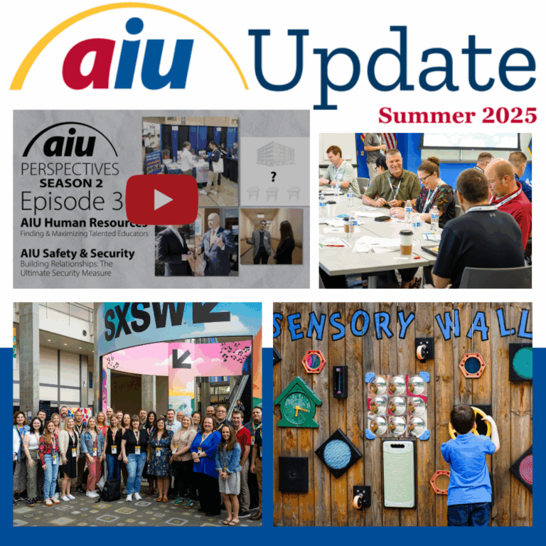 Collage of photos to promote the summer 2025 issue of the AIU Update email newsletter