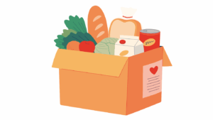 illustration of a box of assorted food items