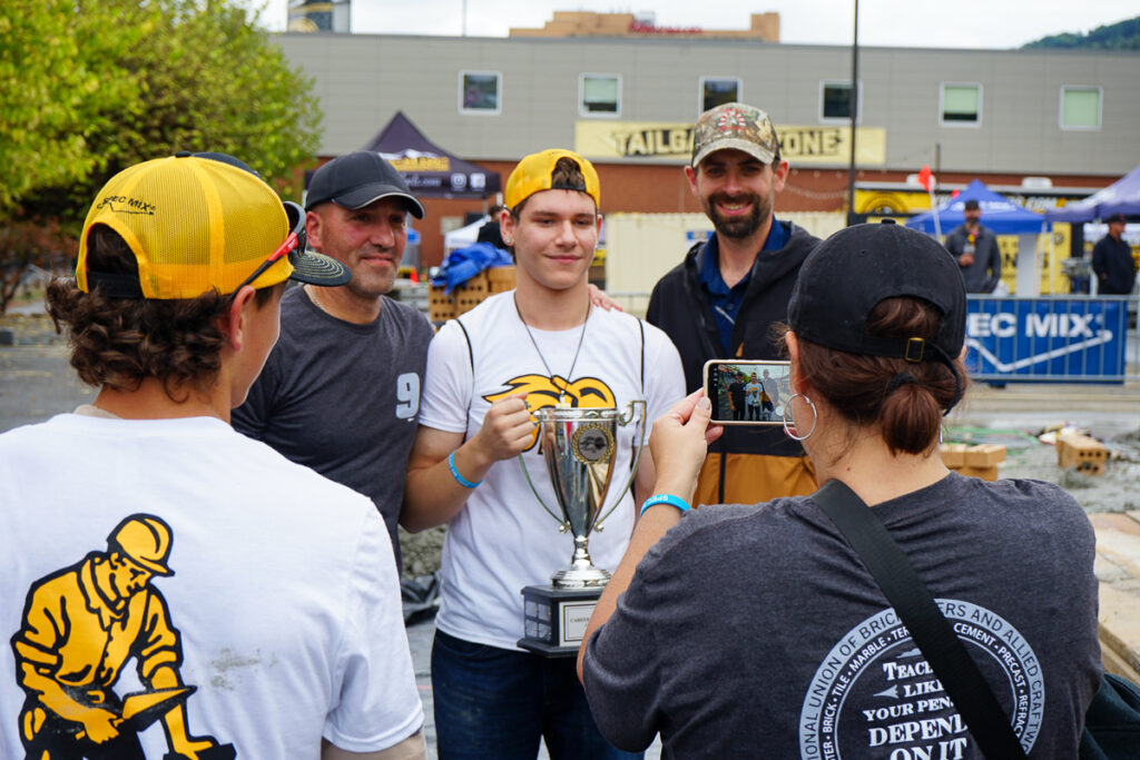 students participate in bricklayer competition and explore career pathways