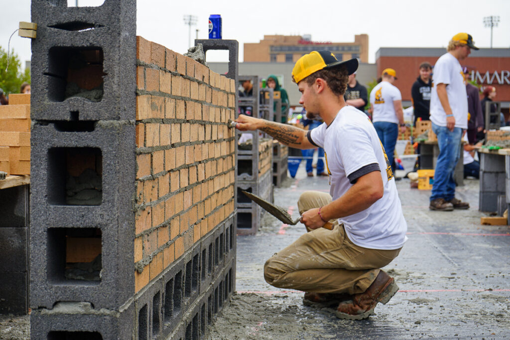 students participate in bricklayer competition and explore career pathways