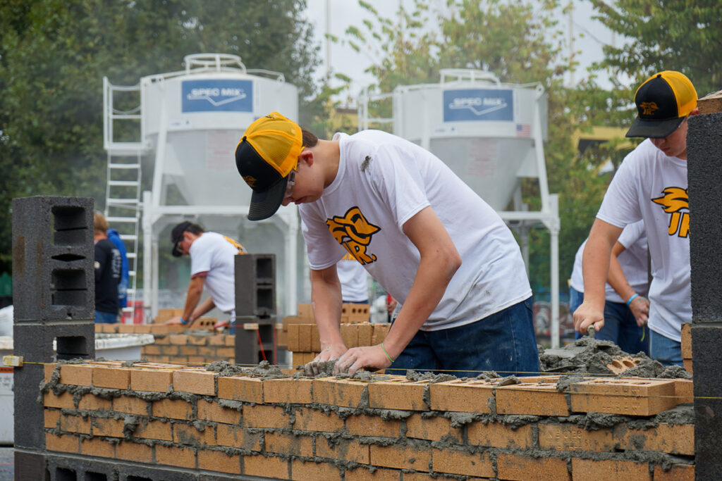 students participate in bricklayer competition and explore career pathways