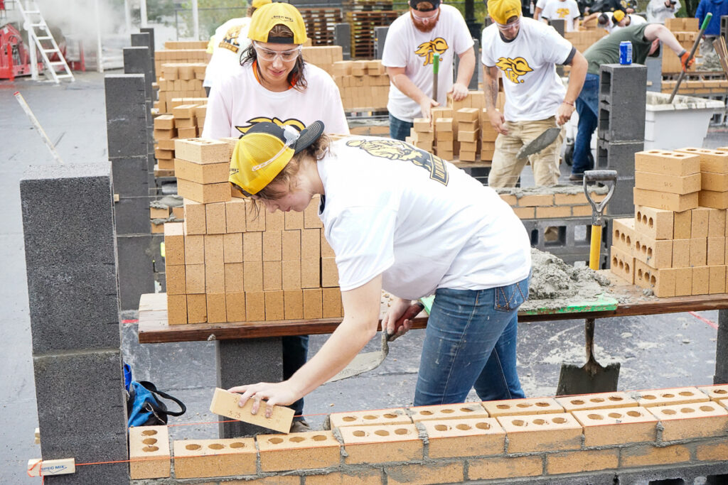 students participate in bricklayer competition and explore career pathways
