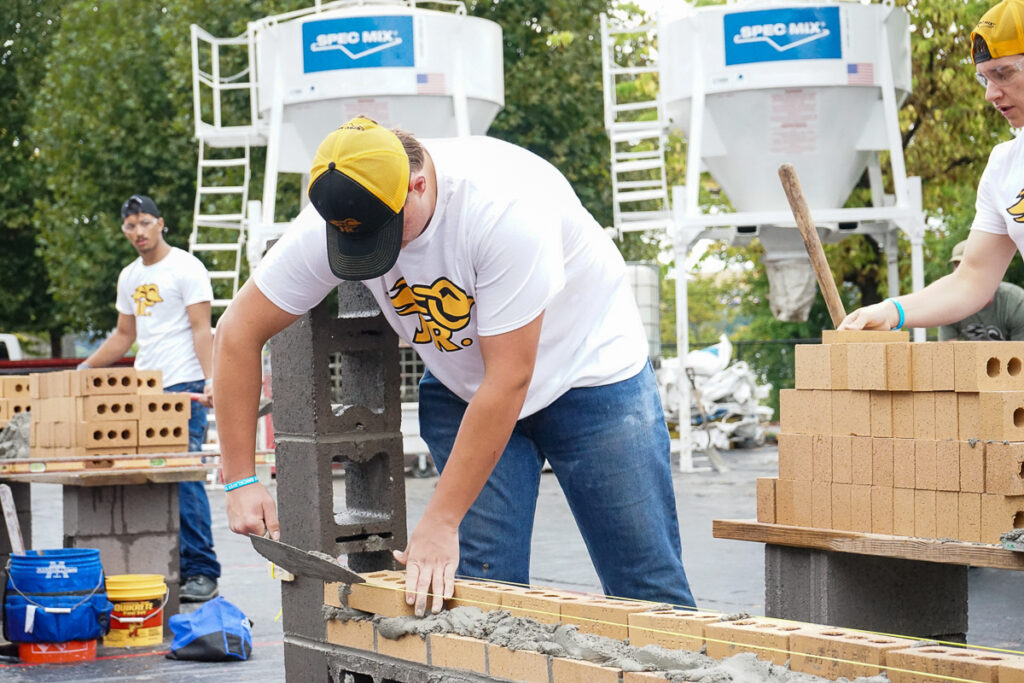 students participate in bricklayer competition and explore career pathways