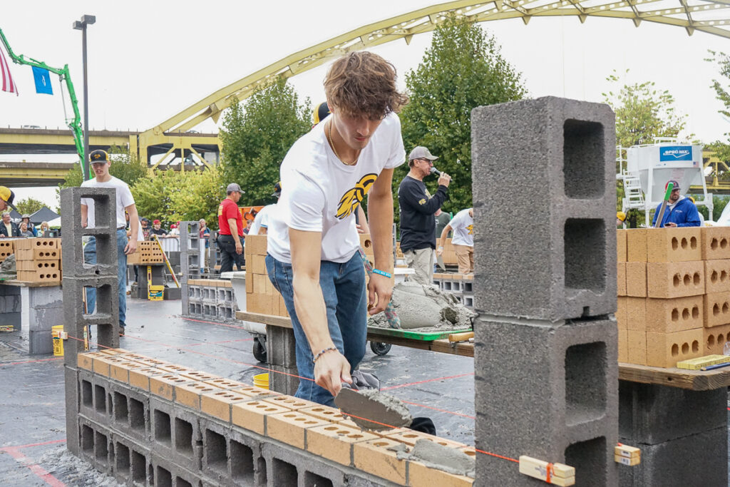 students participate in bricklayer competition and explore career pathways