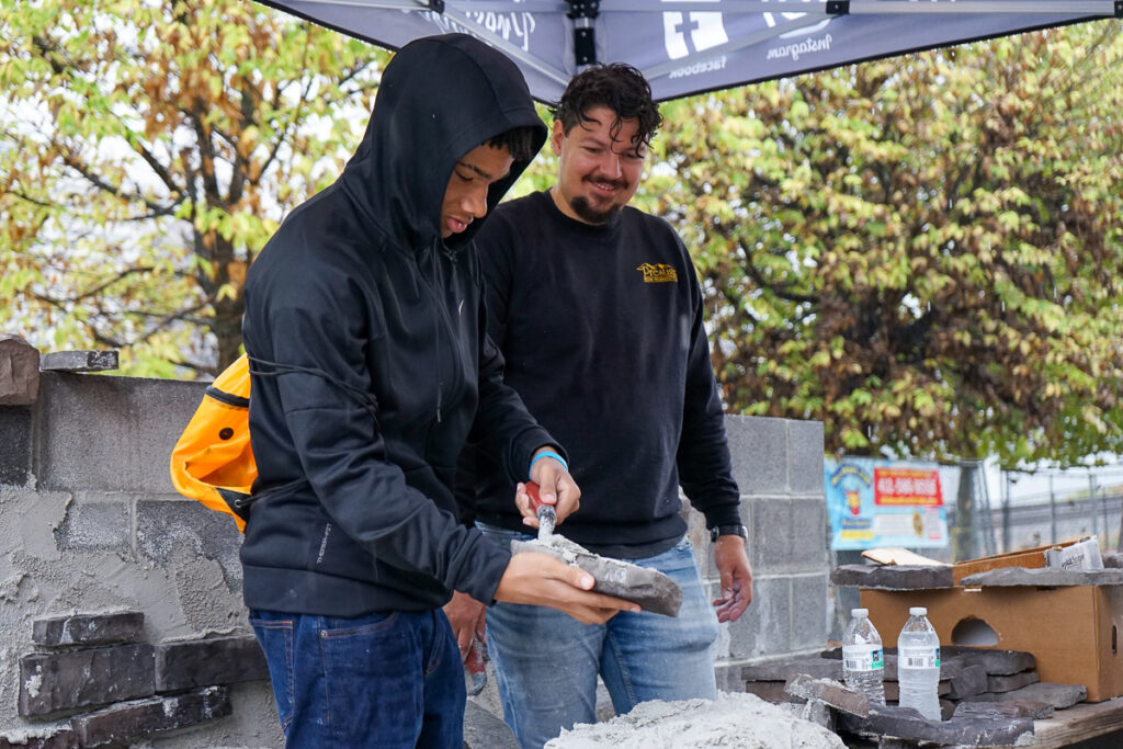 students participate in bricklayer competition and explore career pathways