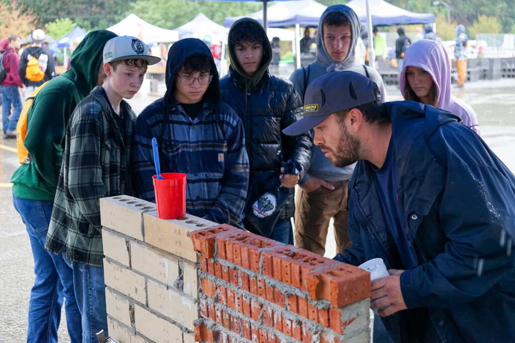 students participate in bricklayer competition and explore career pathways