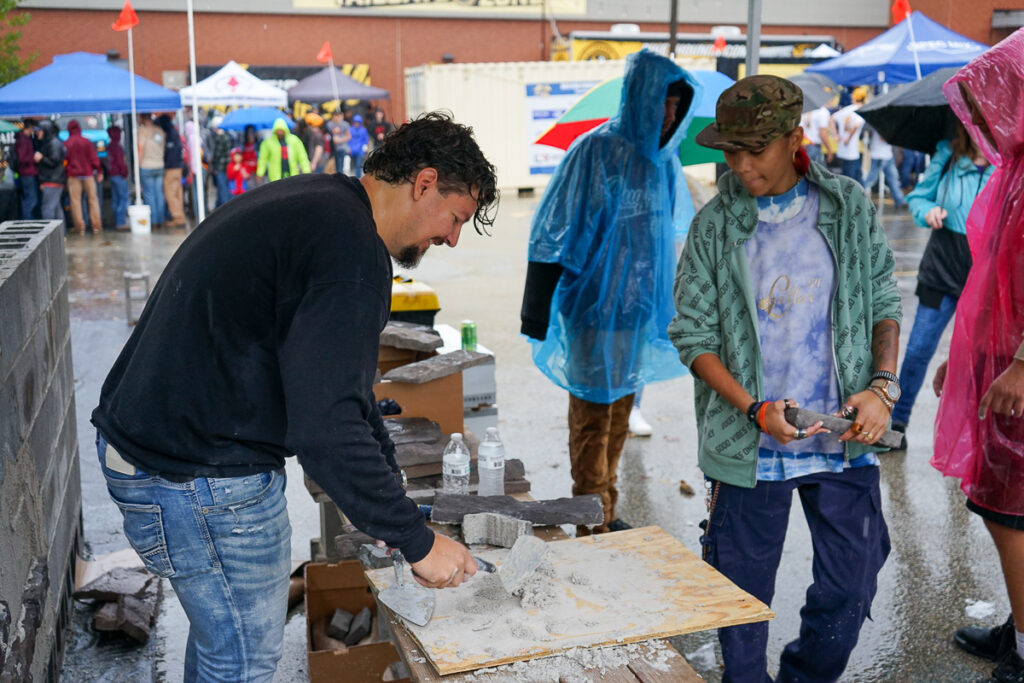 students participate in bricklayer competition and explore career pathways