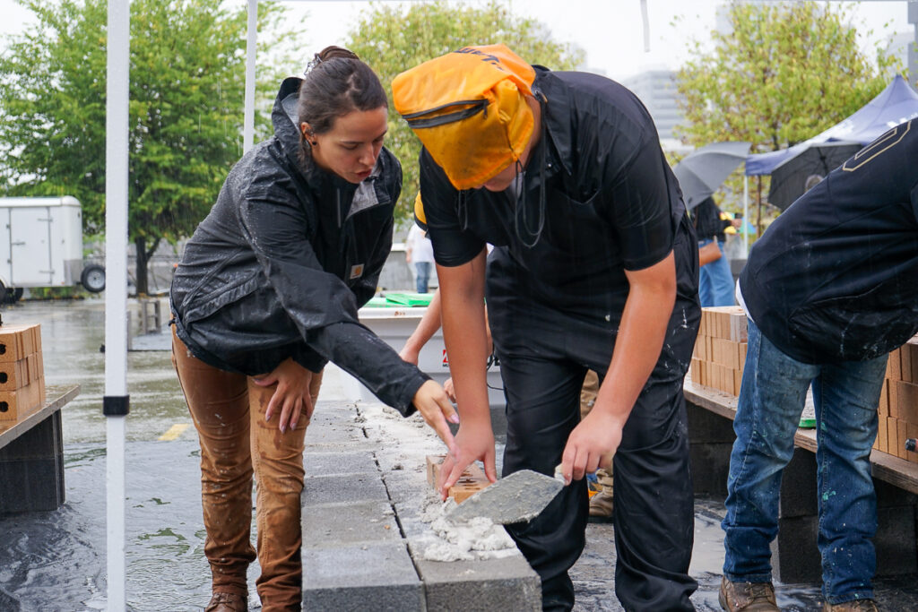 students participate in bricklayer competition and explore career pathways