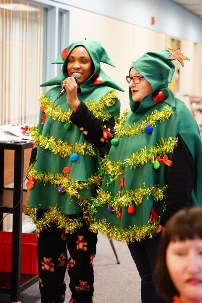 students sing christmas karaoke