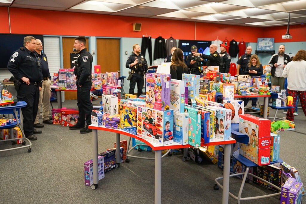 police deliver presents to students