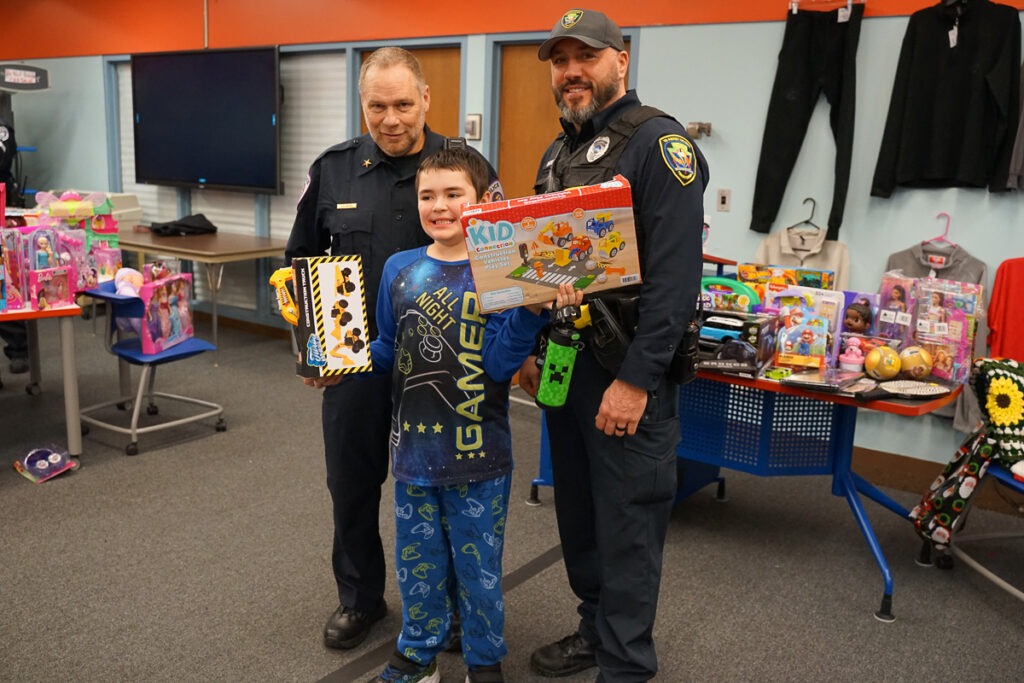 police deliver presents to students