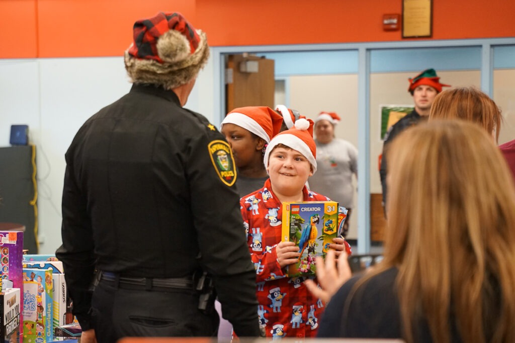 police deliver presents to students