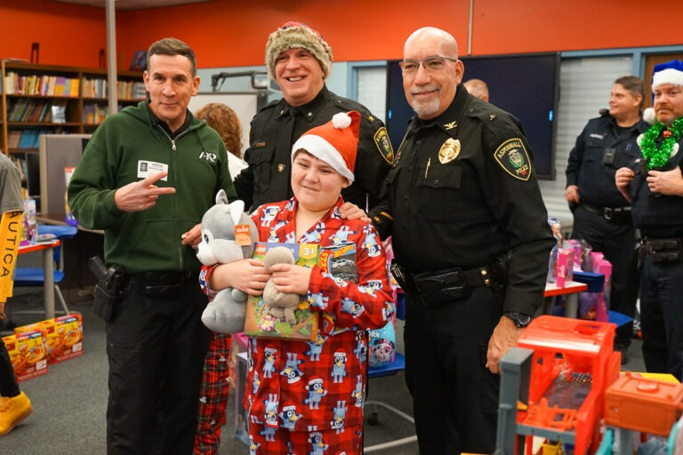police deliver presents to students