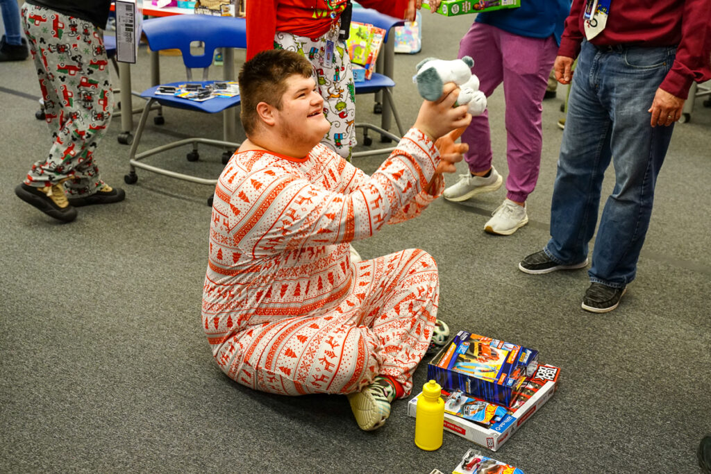 police deliver presents to students