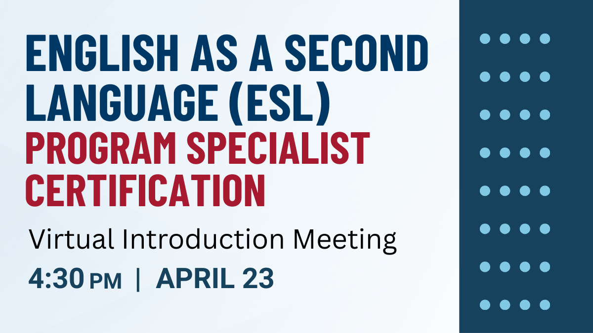 ESL Program Specialist Certification - Allegheny Intermediate Unit