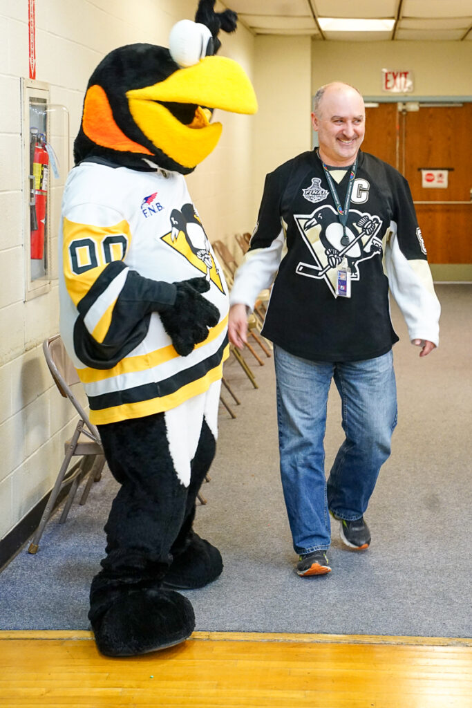 pittsburg penguins mascot and principal David Campos