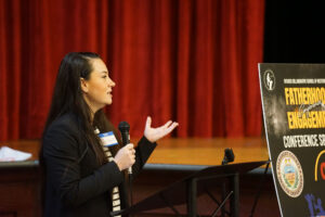 Dr. Julia Vann, director of the Allegheny Health Department, speaks to attendees