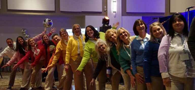 IU staff from across the state dressed in colorful cardigans as a nod to the Mr. Rogers-inspired theme.