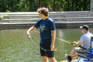 Dad and son fishing
