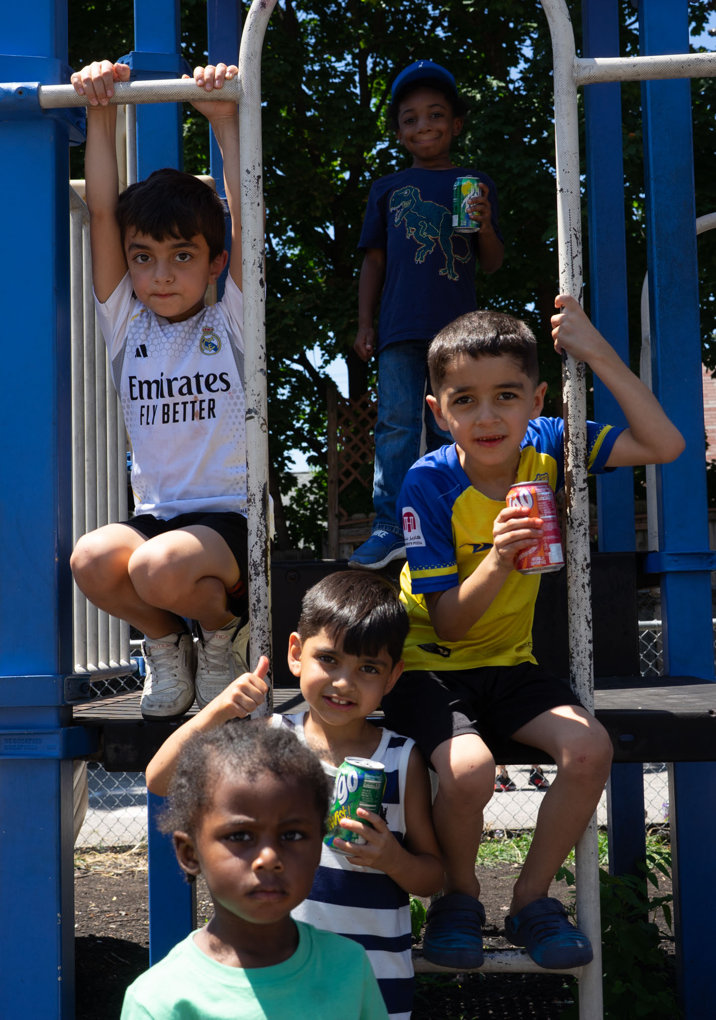 group of kids posing on the playground