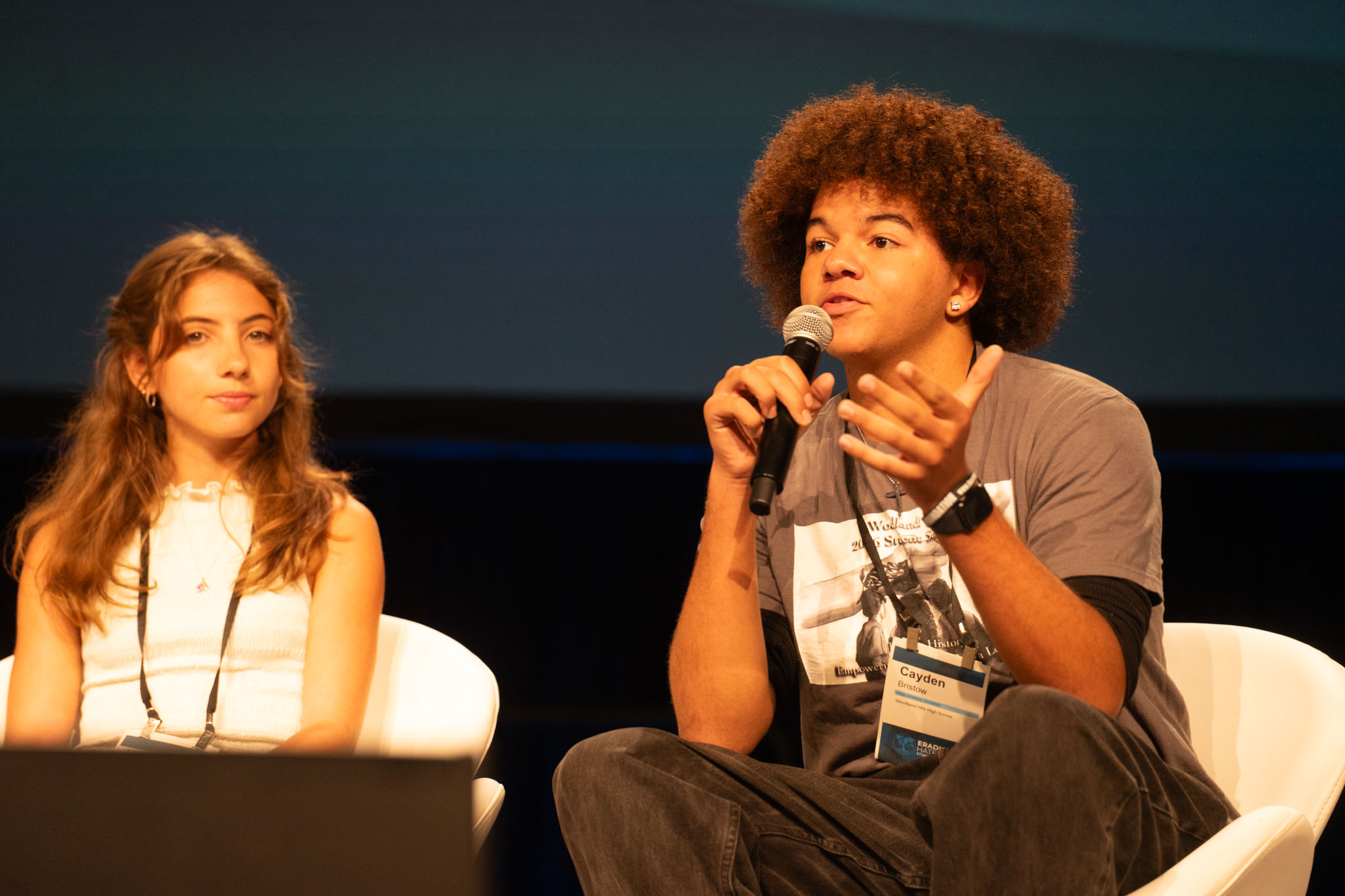 Student panelist shares their experience with hate and how they are fighting it in their schools