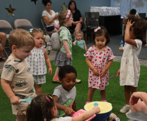 Children playing with bubbles