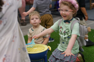 Children playing with bubbles