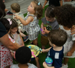 Children playing with bubbles