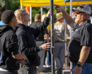 Students participate in the Bricklayer 500 event.