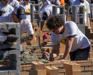 Students participate in the Bricklayer 500 event.