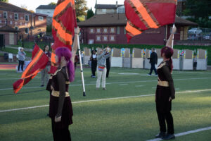 Steel Valley High School marching band performs for the crowd