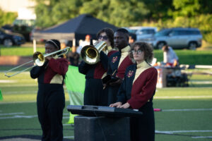 Steel Valley High School marching band performs for the crowd